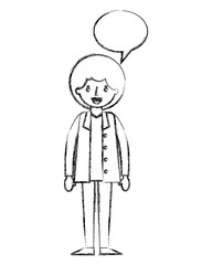 young woman with hair afro and speech bubble icon