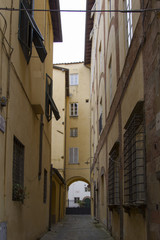 narrow side street in the Italian town of Lucca