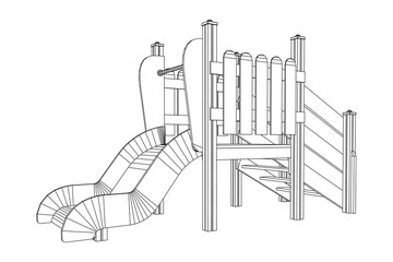 Playground slide wireframe low poly mesh construction. Vector illustration