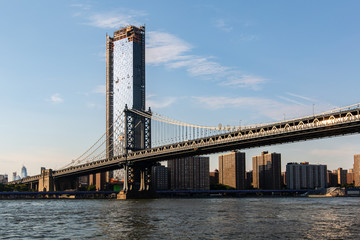 Fototapeta premium New York, City / USA - JUL 10 2018: Luxury Buildings and stores in Dumbo Brooklyn Bridge Park