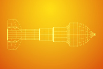 Missile, nuclear bomb or mortar mine Wireframe low poly mesh vector illustration