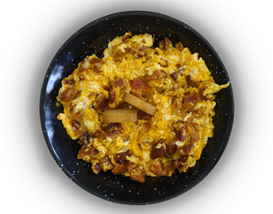 Cazuelita de revuelto de chorizo a la sidra