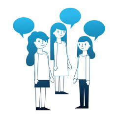 group people women talking speech bubble
