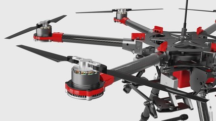 Professional drone isolated on white background. 3D rendering.