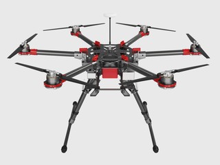 Professional drone isolated on white background. 3D rendering.