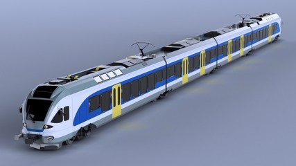 High speed aerodynamic train. 3d rendering