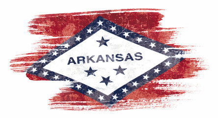 Art brush watercolor painting of Arkansas flag blown in the wind isolated on white background eps 10 vector illustration.