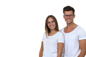 Obraz premium Hübsches Paar mit Brille lacht