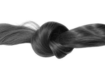 Knot of black hair, isolated on white