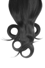 Black hair, isolated over white. Circles made from hair