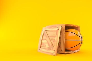 Fototapeta na wymiar Basketball ball inside wooden crate