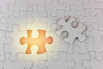 Fototapeta premium missing one piece of jigsaw puzzle,Job recruitment concept.