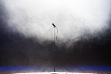 Live music background.Microphone and stage lights.Sing and karaoke