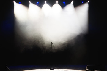 microphone against smoky disco background
