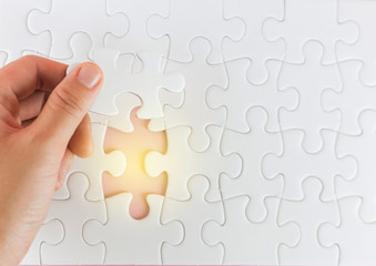 missing one piece of jigsaw puzzle,Job recruitment concept.
