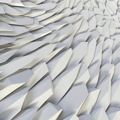 Obraz premium White abstract hexagons backdrop. 3d rendering geometric polygons, as illuminated tile wall. Interior room