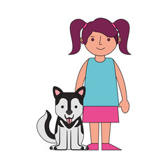 cute young girl character with her dog