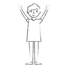 young man with hands up isolated icon
