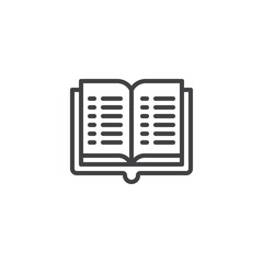 Open book pages outline icon. linear style sign for mobile concept and web design. Reading simple line vector icon. Symbol, logo illustration. Pixel perfect vector graphics