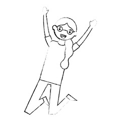 Fototapeta premium young woman with glasses celebrating avatar character