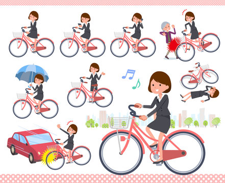 flat type Gray suit business women_city bicycle