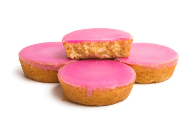 Dutch biscuit in pink glaze isolated