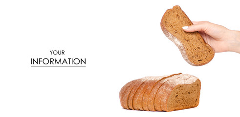 Bread sliced brown in hand pattern on white background isolation