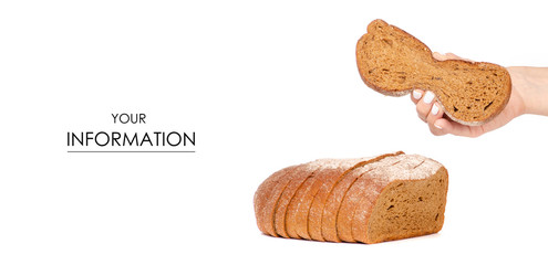 Bread sliced brown in hand pattern on white background isolation
