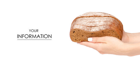 Bread sliced brown in hand pattern on white background isolation