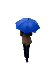 Freigestellte Frau mit Regenschirm