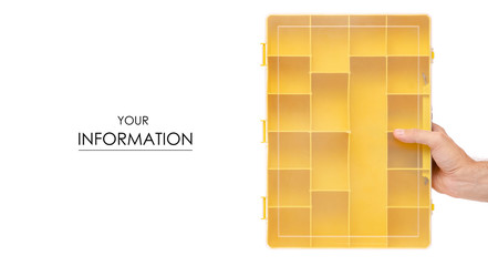 Organizer for build tools in hand pattern on white background isolation