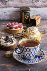 Cup of tea with cake