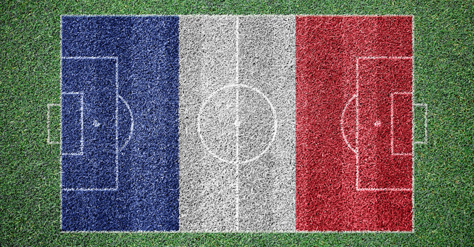 French Soccer Field Grass France Flag Background