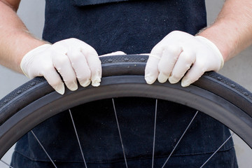 bicycle repair and cleaning process, cycle parts close up, bike workshop 