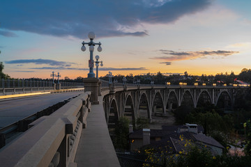 Beautiful light over the Colorado Street Bridge in Pasadena