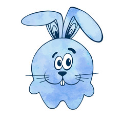 Cute cartoon rabbit isolated on white background. Vector illustration in sketch style. Stylized watercolor. EPS 10