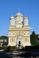 Fototapeta na wymiar The Cathedral of Curtea de Arges, Romanian Orthodox Monastery. Curtea de Arges, Romania.