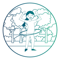 woman cartoon practicing exercise in the park