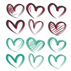 original, creative, cute and bright hearts of different colors 