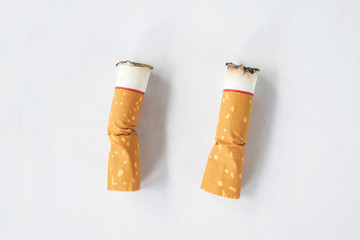 Cigarette Butt on white background