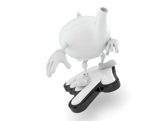 Teapot character surfing on cursor