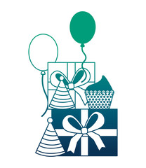 birthday cupcake party hat and gifts balloons