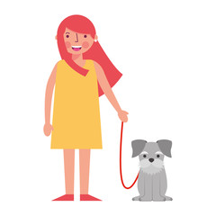 young woman with dog mascot avatar character