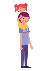 father with little girl isolated icon