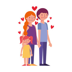 happy family with hearts avatars characters