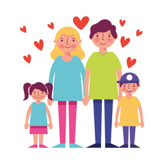 happy family with heart avatars characters