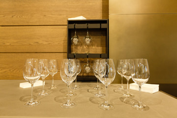 A lot of empty clean glasses at a party