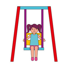 cute little girl in swing game