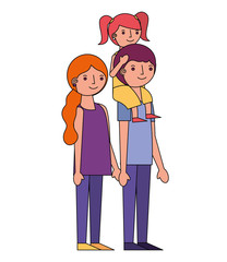 happy family mom and dad carrying daughter in shoulders
