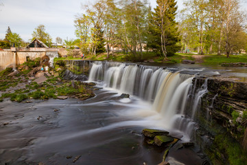 Keila waterfall in Estonia. Summer, long exposure ar daytime.